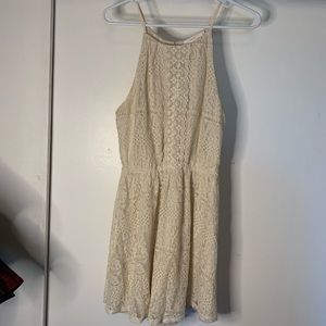 Lush High Neck Lace Skater Dress